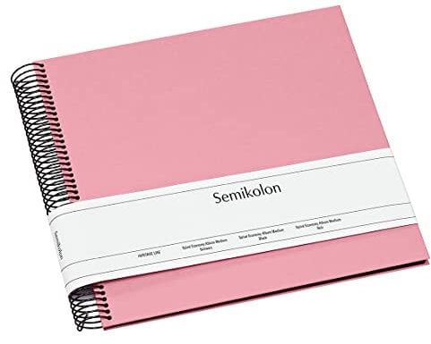 Semikolon 364031 Spiral Album Economy Medium - 23x22,3 cm - Fotoalbum, 40 Seiten schwarz, Fotobuch, flamingo pink
