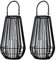 MiniSun | Contemporary Battery Operated Integrated LED Black Vase Shaped Wire Basket Outdoor Lamps | Lanterns, Home Décor & Improvement Essential | Pair of 2 | Includes Bulb [2700K Warm White]