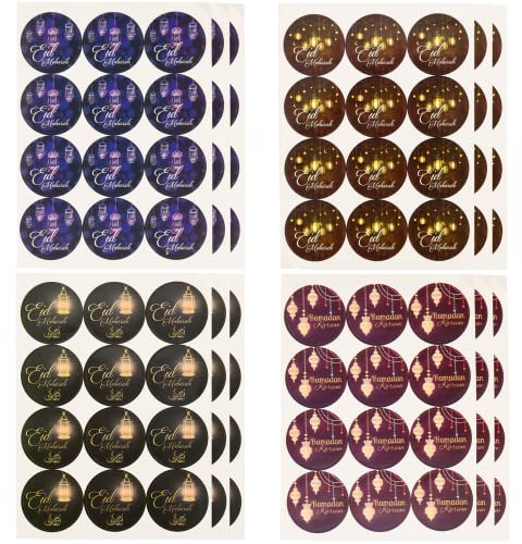144Pcs Eid Mubarak Sticker,Eid Mubarak Tüten Dekoration Muslimischen Ramadan Kareem Aufkleber,Selbstklebe Verpackung Aufkleber Für Bayram Geschenke Umschlag Candy Cookie Geschenkboxen Party Dekoration