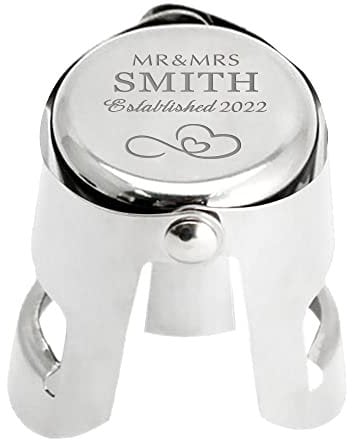 Personalised Champagne Bottle Stopper Custom Bottle Stoppers Engraved Prosecco Moscato Spumante Sparkling Gift for Wedding Anniversary Birthday Christmas Valentine Gifts for Her Him (Heart)