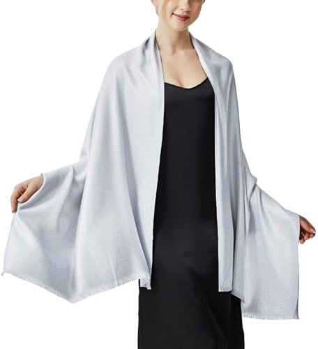 vimate Hochzeit Schals und Wraps, Funkeln Silber Brautkleid Schal Wrap für Gast Abend Cape für Frauen (DE-Hellgrau bis Silber)