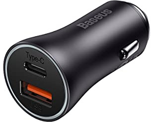 Baseus Car Charger Golden Contactor Max Dual Fast Charger C+U 60W Dark Gray (CGJM000113)