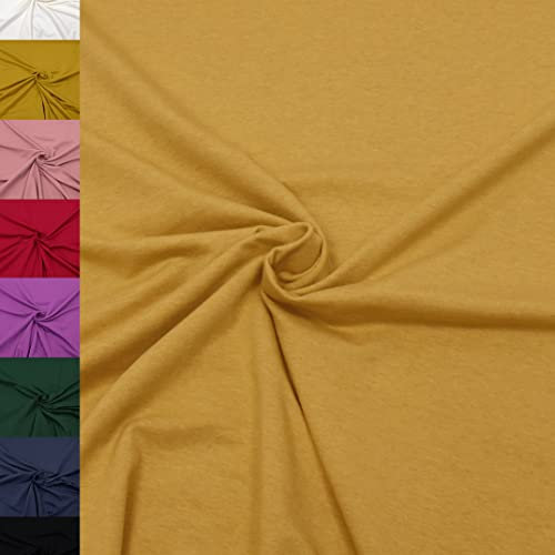 MAGAM-Stoffe Finn Jersey Stoff uni Oeko-Tex Meterware 50cm (32. Korn gelb meliert)