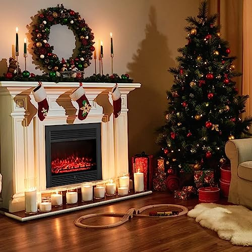S AFSTAR 28.5 Inches Electric Fireplace Insert, 750W/1500W Recessed Electric Fireplace w/ 5-Level Flame Brightness & Overheat Protection for Wall Mounted & TV Cabinet