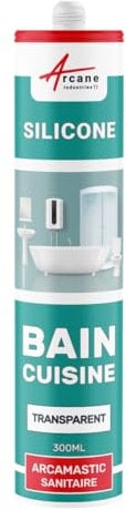Joint silicone, douche, baignoire, sanitaire, sdb - 300 ml x 1 Transparent - ARCANE INDUSTRIES