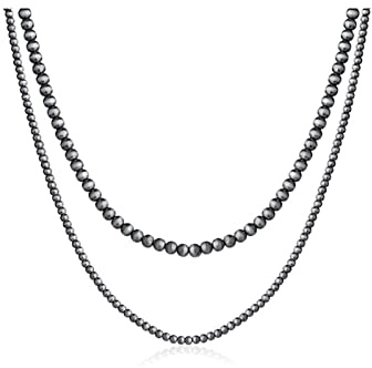 Western Navajo-Perlen-Choker-Halskette, Navajo-Perlen, mehrlagige Halsketten, verstellbare Vintage-Choker, Boho-Schmuck, Geschenke für Damen und Herren, CCB, Ohne Edelstein, Perle