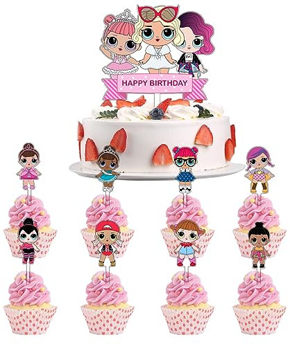 DIOTTI 9 stücke LOL Kuchendekoration, Alles Gute zum Geburtstag Dekoration LOL Cake Pick or Birthday for Boys, Cake Decoration for Kids Birthday Party