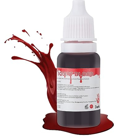 Mysense Dripping Fake Blood Makeup (0.35 oz),Easy Dry Flow Washable Fake Blood for Eyes Drips Nose Bleeds Scar Wounds,Halloween Blood for Cosplay SFX Zombie Vampire Makeup,Dark