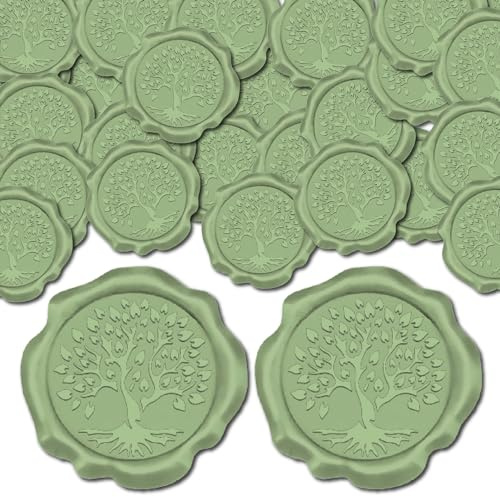 craspire 50 pcs Autocollants de Scellage D'Enveloppe Adhésifs Vert Foncé Arbre de Vie Autocollants de Sceau de Cire Autocollants de Décoration pour Invitation de Mariage Décor D'Enveloppe Cadeau