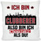 Kissen mit lustigem Spruch | Ich bin Clubberer also bin ich cooler als du! | Fußball Deko-Kissen für Nürnberg Fan | Skyline deiner Stadt | 40cm x 40cm optional mit Wunschtext auf der Rückseite