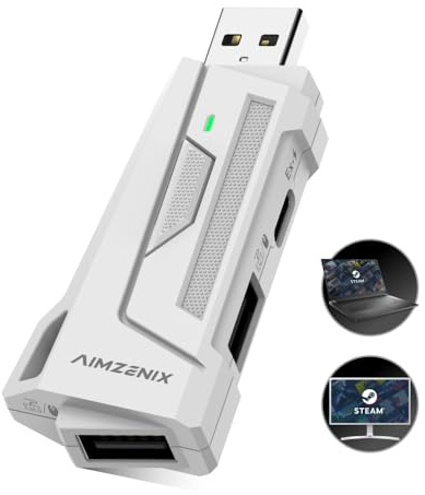AIMZENIX AX200 Gaming PC Keyboard and Mouse Adapter, App Customization with Smart Joystick Function, 1000Hz Reporting Rate, Flexible Mapping, No Booting, Color