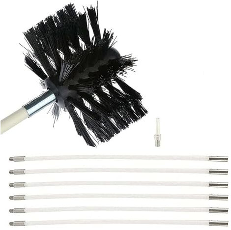 GAOSHI Schornsteinfeger-Set for Pelletöfen, Drehbares Schornstein-Reinigungsbürsten-Set, Flexible Nylonstäbe Schornsteinreinigungsset (Color : 6 Rods, Size : 410mm)