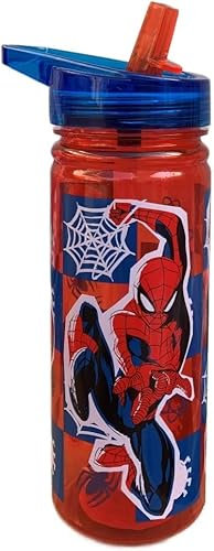 PELLECCHIA 1969 | Borraccia in tritan con beccuccio ripiegabile bottiglia per bambini 580 ml BPA Free (Spiderman)