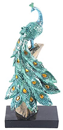 WEIGR Harz Pfau Figuren Pfau Statue, Moderne Pfau Deko Wohnzimmer, Pfauenstatuen aus Harz für Heimdeko Ornament Dekorative Statue Desktop Home Decor Blue Resin Peacock Ornaments