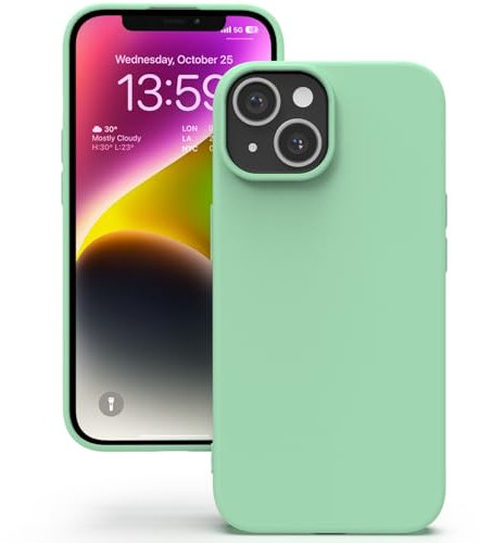 YATWIN Coque pour iPhone 14 Plus, Housse en Silicone Doux avec Découpes Précises pour Caméra, Design Ultra Mince, Protection 360° à Bords Surélevés - Bleu Clair