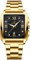 JewelryWe Herrenuhr Edelstahl Rechteckige Uhr: Herren 30m Wasserdicht Kalender Analog Quarz Armbanduhr Männer Gold Edelstahlarmband Leuchtend Uhr mit Schwarz Eckigem Römischen Ziffern Zifferblatt
