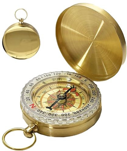 Kompass Outdoor Wasserdicht Mit Leuchtziffern - Langlebiger Compass für Camping, Wandern und Andere Outdoor-Aktivitäten (Golden)