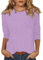 White Tshirt Women Women's Lightweight Solid Color Tops 3/4 Sleeve Casual Gym Fashion Daily Ladies Summer Round Neck T-Shirts 01-Light Purple M