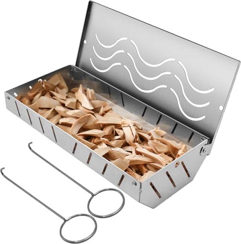 YTACREA Ahumador Barbacoa Gas, Ahumador de Carne de Gran Capacidad con Entrada de Oxígeno en 5 lados, Parrilla de Acero Inoxidable Ahumador con 2 Ganchos, Accesorios Ahumador Barbacoa