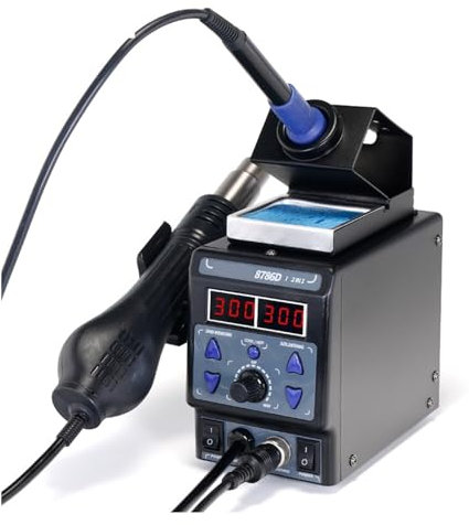 Stazione di saldatura digitale 8786D-I Stazione Di Saldatura SMD Doppio Display Digitale Saldatore Con Pistola Ad Aria Calda Fredda Stazione Di Rilavorazione 2 In 1 Sicurezza con grande valore(Package
