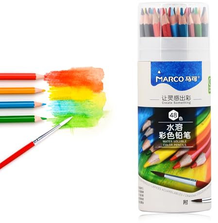 MARCO D4320 Buntstift - Set mit 48 Farben, wasserlöslichen Sechskant - Stiften, präzise Färbung - Kunstliebhaber & Maler