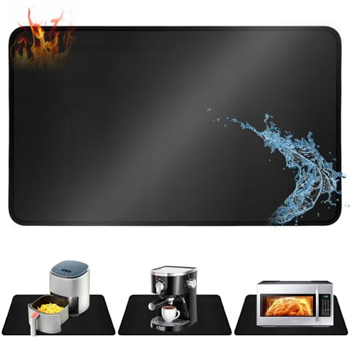Farerkass Tappetino Resistente al Calore 60x40cm, Tappetino Protettivo per Piano Cucina, Ignifugo per Friggitrice ad Aria, Antiscivolo Isolante