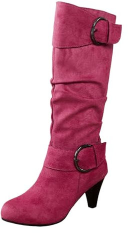 Stivali neri con tacco alto alla coscia Stivali con tacco alto a blocco da donna a punta stivali alti al ginocchio elasticizzati stivali piatti pieghevoli con zeppa pantaloni con tacco stivali da