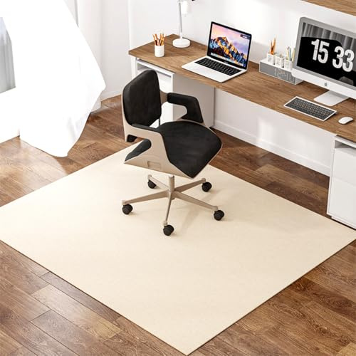 EXZFW Bodenschutzmatte Bürostuhl, Schreibtischstuhlmatte für Hartholzböden, Bürostuhl-Unterlage, Teppich Unterlage-Kratzfest,Anti-Silp, Mehrzweck-Stuhlteppich für zu Hause,Beige weiß,120x160cm