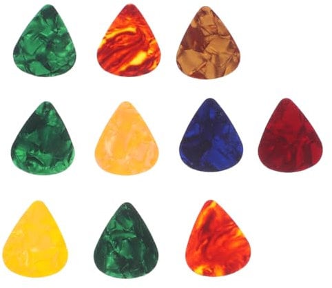 10Pcs Colorful Celluloid Guitar Picks for Acoustic, Electric, Bass, Ukulele, Mandolin, Banjo - 0.96mm