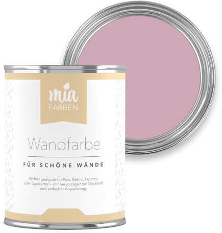 miafarben Wandfarbe für Wände & Tapeten 2,5L - sanfte, matte Farbtöne, hochdeckend (Mias Pfingstrose)
