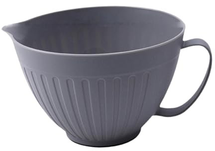 Sharplace Mixing Bowl with Long Handle and Spout, Gray, Polypropylene (PP), Round, Storage, Fruit, Popcorn, Salad, Serving, Oatmeal, Cookie Bowl