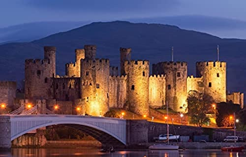 Natural Landscape Art Jigsaw Puzzle 1000 Piece Wales Conwy Castle And Tower At Night 38x26CM