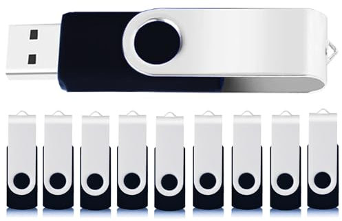 USB Sticks 8GB 10 Stück, TATMOHIK Speicherstick 8GB 10er Pack Rotate Metall High Speed USB 2.0 Flash Drive (Schwarz)