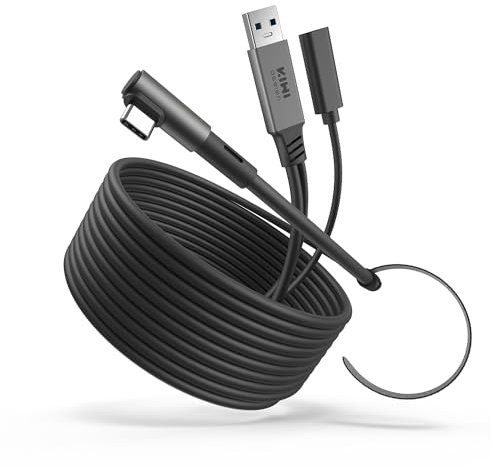 KIWI design Cable Link con Carga 5M Compatible con Meta Quest 3s Quest 3 Quest 2/Pro/Accesorios Pico 4 y PC/SteamVR, Cable USB 3.0 a USB-C Link con Super Rápida 5 Gbps, para Juego Prolongado