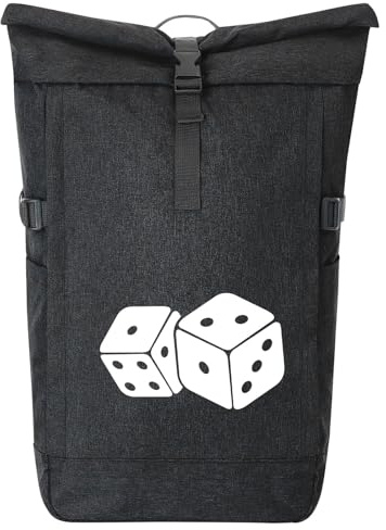 Huuraa Kurierrucksack Würfel Dice 30-44 Liter Black Melange Fairtrade Rolltop Rucksack Geschenkidee