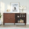 MROJISC Kommode Braun, Weinschrank mit Weinglasregalen, Sideboard Buffet Schrank mit 4 Türen, Mid-Century Holz Akzent Schrank Moderne Kommoden & Sideboards für Wohnzimmer, Esszimmer, Küche