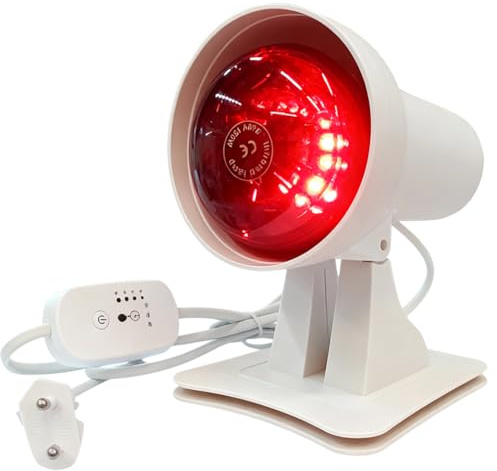 Infrarotlampe 150W, Rotlichtlampe Wärmelampe mit Timer & Einstellbarer Temperatur, Rotlichtlampe Therapie für Gesicht & Körper, Tiefenwärme gegen Muskelermüdung, Einstellbarer Winkel