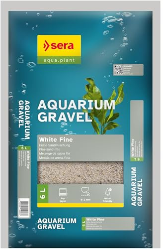 sera Aquarium Gravel White Fine 6 L | Bodengrund für alle Süßwasseraquarien | verträglich für Fische, Welse und Garnelen | natürliche Optik