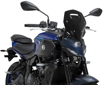 Puig 22413N New Generation Touring, sport screen made of acrylic with aerodynamic design inspired by fighter jets, metal supports and TÜV approved, Black