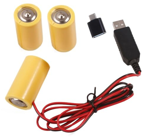 Rdxanc 1 Set LR14 C Batterie-Eliminator-Kabel, Netzteilkabel + USB-C-Adapter als Ersatz für 3 x 1,5 V LR14 C Batterie für Herd