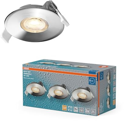Osram Spot Set LED Einbaustrahler DIM IP44 Chrom | LED Spot Set DIM Recess IP44, Spot lights and ceiling spots, Chrom, 85 mm dia, 25000 h, 3-Pack
