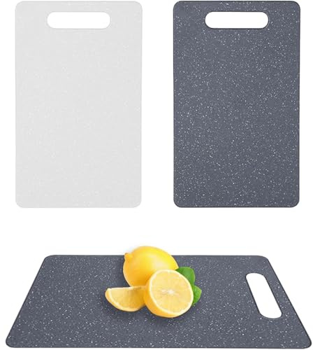 2Pcs Small Chopping Board Plastic Set, Mini Chopping Board, Black and White Granite Pattern, Compact Size for Kitchen and Camping Food Prep, 10x6x0.24 Inches