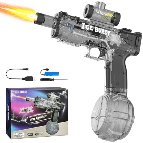 Elektrische Wasserpistole für Kinder Erwachsene, Vollautomatische Spritzpistole mit LED-Licht & Sound, 360ml Tank & 8m Reichweite, USB Akku Water Gun Spielzeug für Sommer Garten Pool Strand