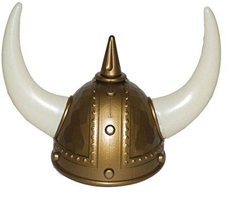 Karneval-Klamotten Wikinger-Helm für Erwachsene Gold braun mit Hörner Nordmann-Helm Karneval Hut Wikinger