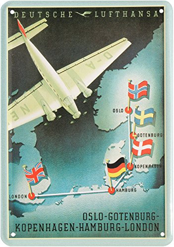 Blechpostkarte Lufthansa GOTENBURG Copenhagen 10x14cm Blechkarte PKM 126
