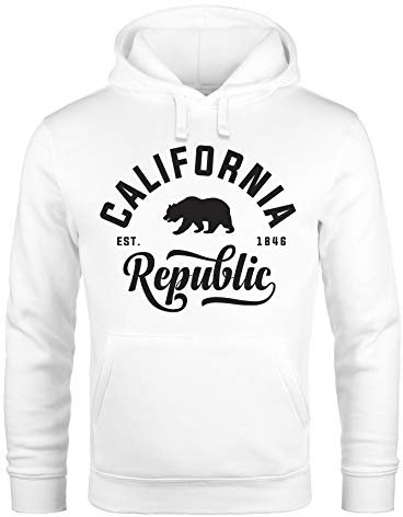 Neverless Hoodie Herren California Republic Kapuzen-Pullover Männer weiß 4XL