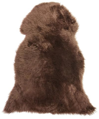 Beliani Stilvolles Schaffell natürliches Leder Dunkelbraun 65 x 110 cm Uluru