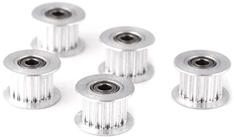 3D Drucker Zubehör, 5Stück 2GT Aluminium Timing Riemenscheibe, 3mm / 5mm Bohrung Rad 16/20 Zahn oder zahnlos für Gürtel Breite 6mm / 10mm(W6mm, 20T, Bore)