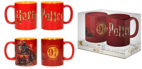 SD Toys SDTWRN21950 HP Logo Hogwarts Express Set of 2 Harry Potter Mugs, Glass