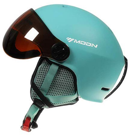 Ski/Snowboard Helmet Unisex Lightweight Professional Adjustable Snow Sports Helmets with Goggles Visor (Blue, Large)